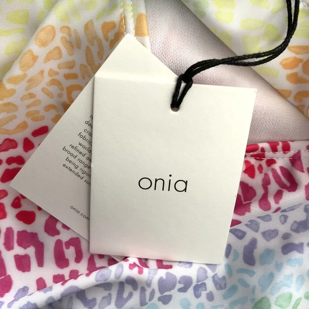 Onia Animal Print One Shoulder Swim Suit Pastel L